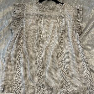 Joe's Jeans Cream Sleeveless Ruffled Blouse